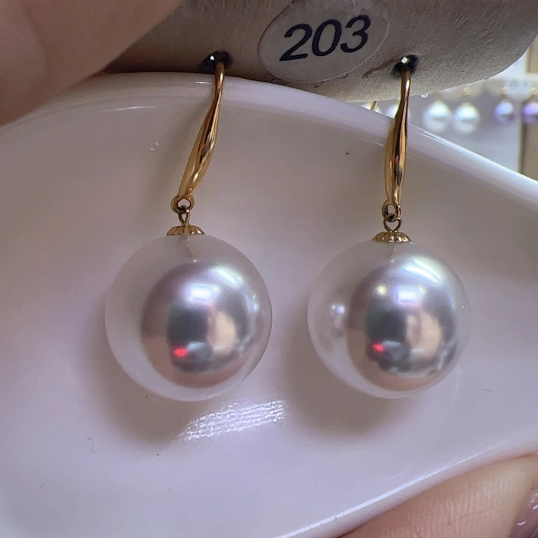 淡水珍珠耳饰18K金镶嵌