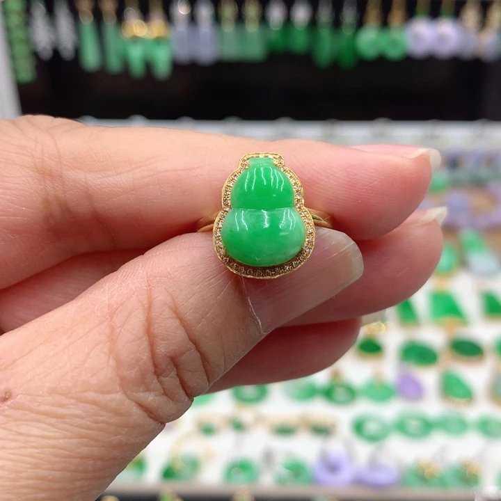 山***光翡翠18K金镶嵌戒指