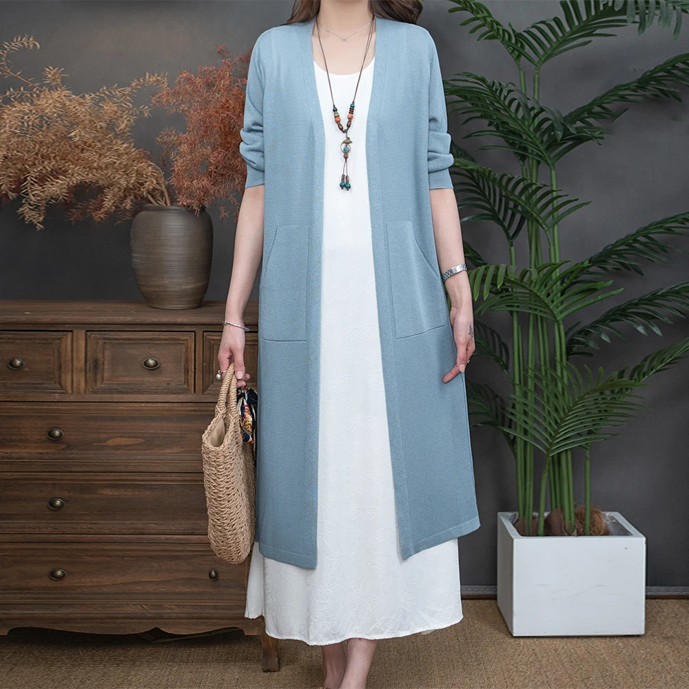 2025新款春季简约长袖显瘦百搭宽松开衫短中长款外套2502-142