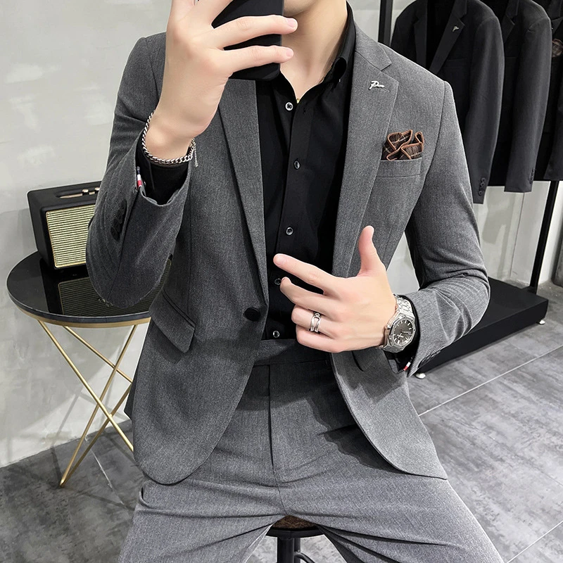 秋季西装男装男式西服套装英伦韩版修身商务伴郎装礼服装男士西装