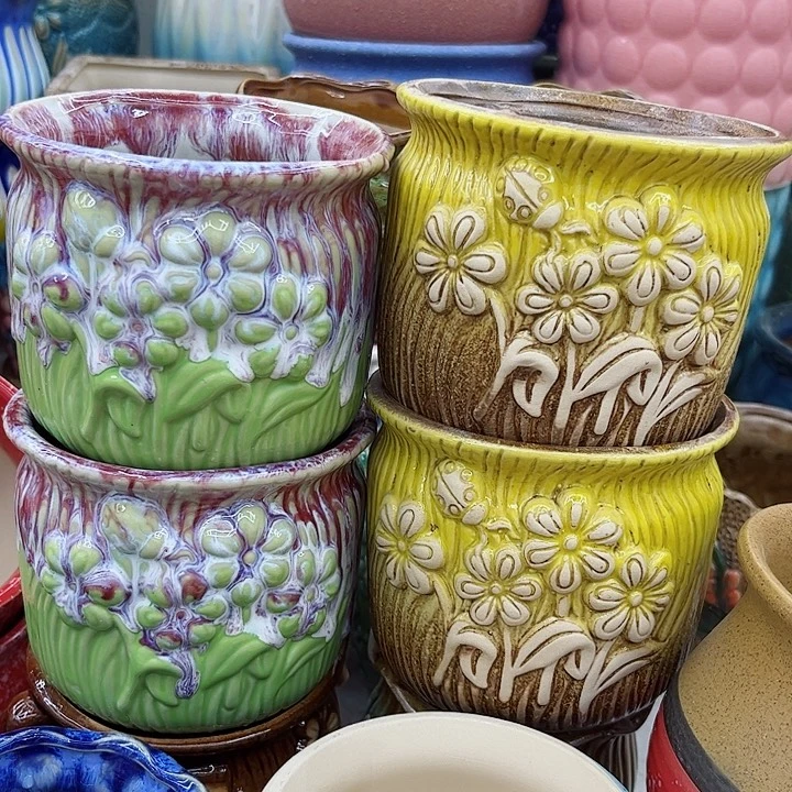 多肉绿植陶瓷花盆9.9包邮，有孔