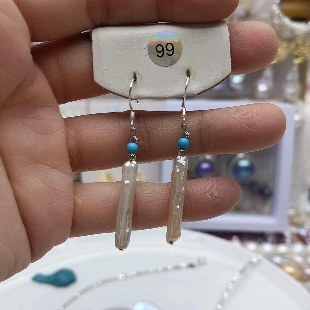 淡水珍珠耳饰银S925镶嵌