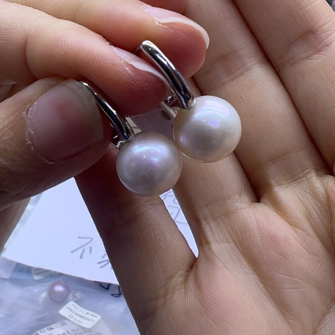 银S925镶嵌耳饰淡水珍珠