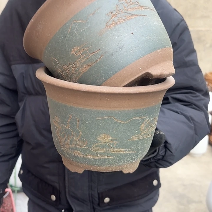 红陶紫砂两个口径20*18