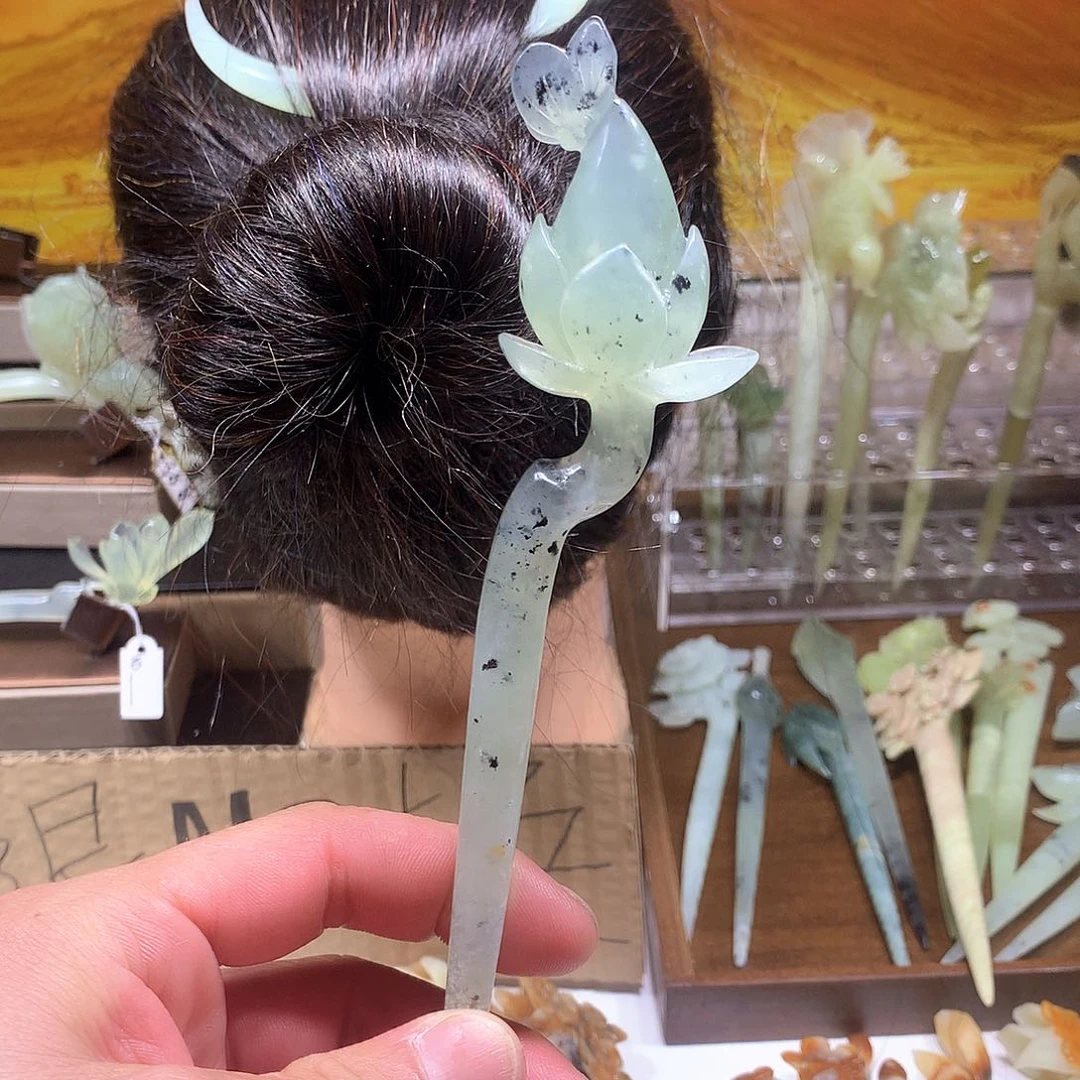 蛇纹石玉合金发饰