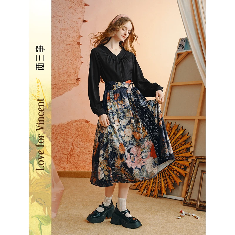 两三事花海星砂百搭老钱风松弛感女装贵气连衣裙炸街出游服装女