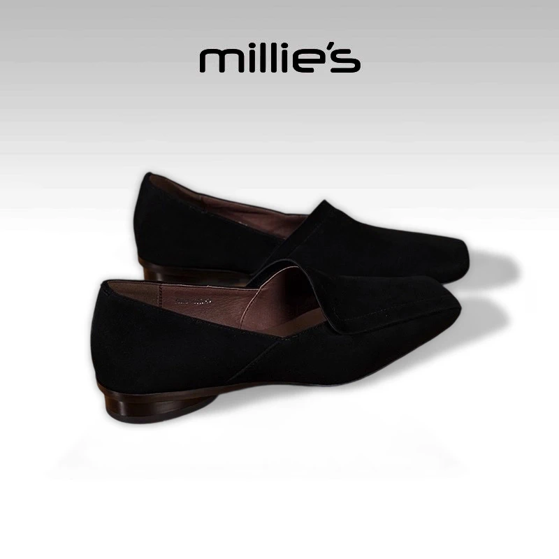 妙丽复古一脚蹬乐福鞋女2025夏季新款方头粗跟配裙子法式黑色单鞋
