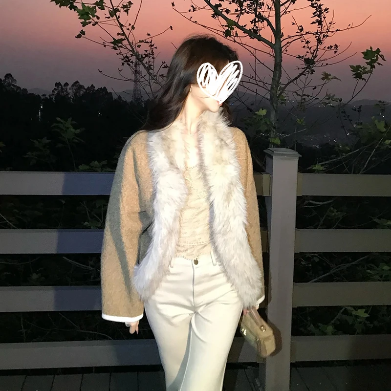 【暮茸栖驼】氛围感驼色外套温柔风保暖上衣垂感微喇裤时尚套装