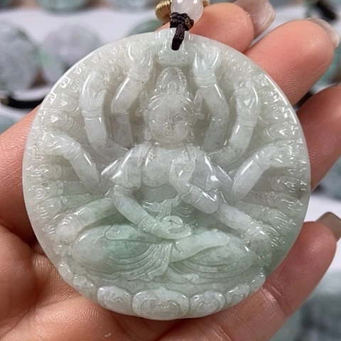 翡翠颈饰未镶嵌千手观音福利