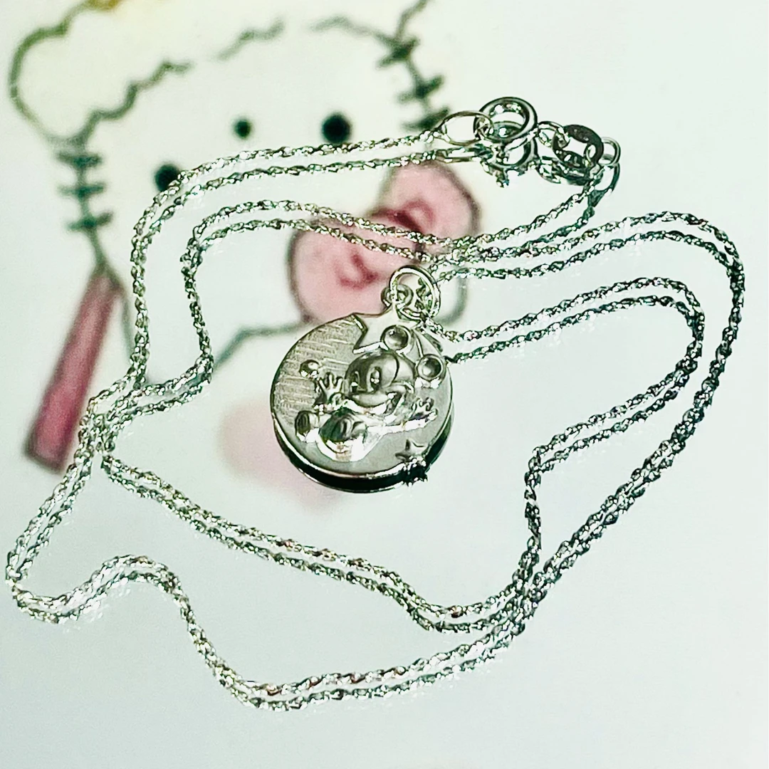 吊坠925银 米奇老鼠圆底吊坠项链可爱卡通送女友ins风生日礼物