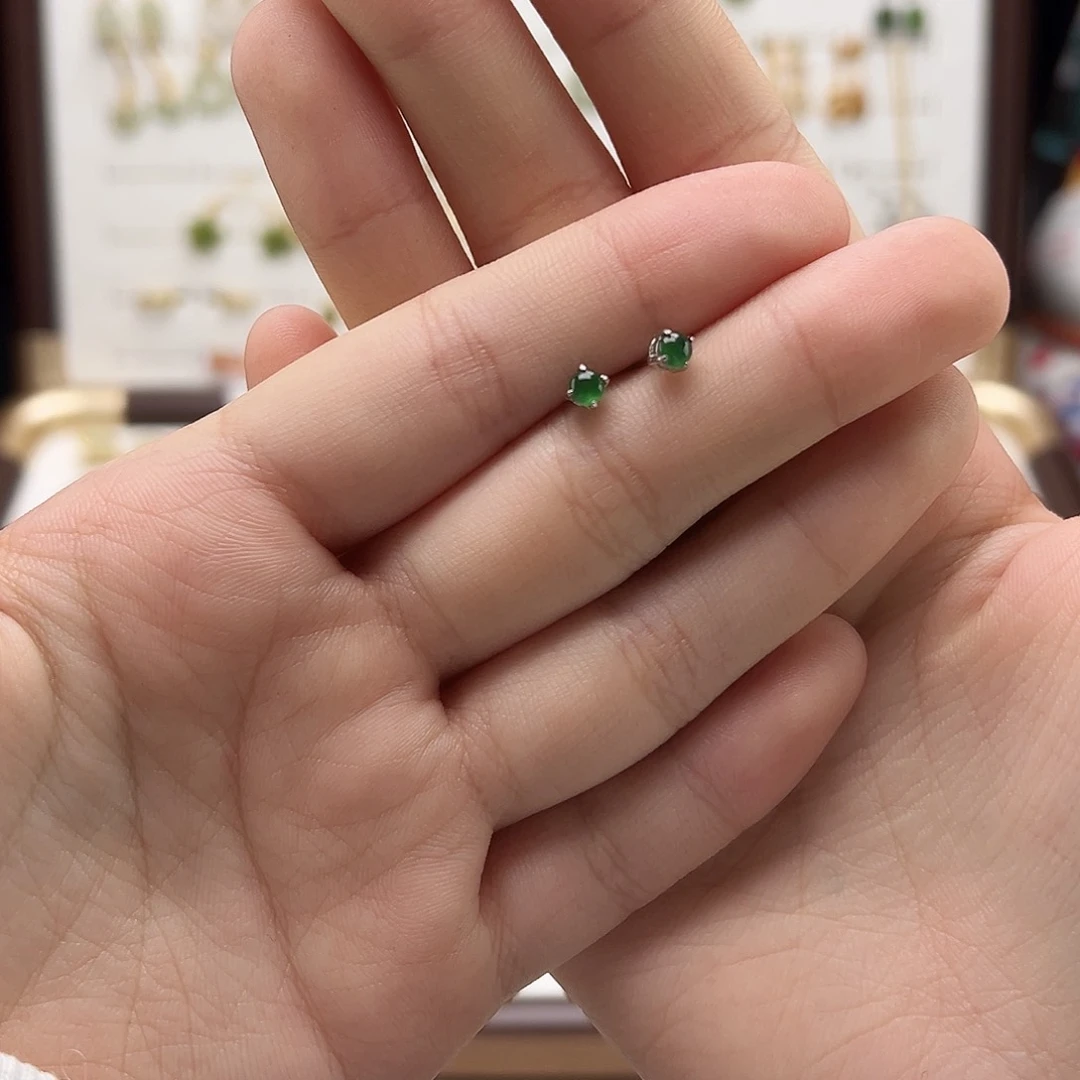 银S925镶嵌和田玉耳饰