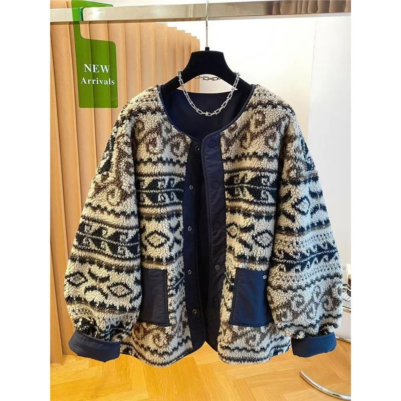 高级感两面穿毛茸茸外套女秋冬装2025新款宽松加厚保暖摇粒绒上衣