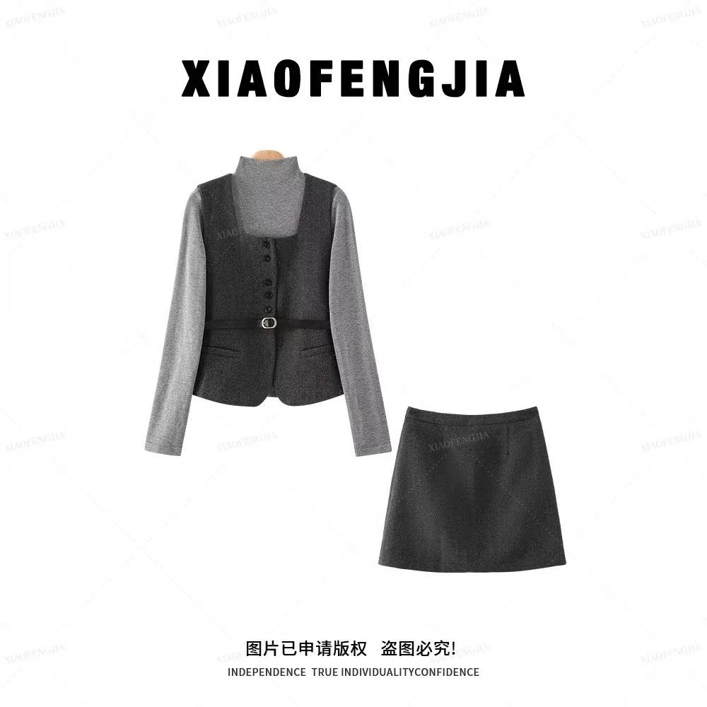 【复古手绘】2025秋季新款【四季青小封家轻奢】质感气质三件套装9101