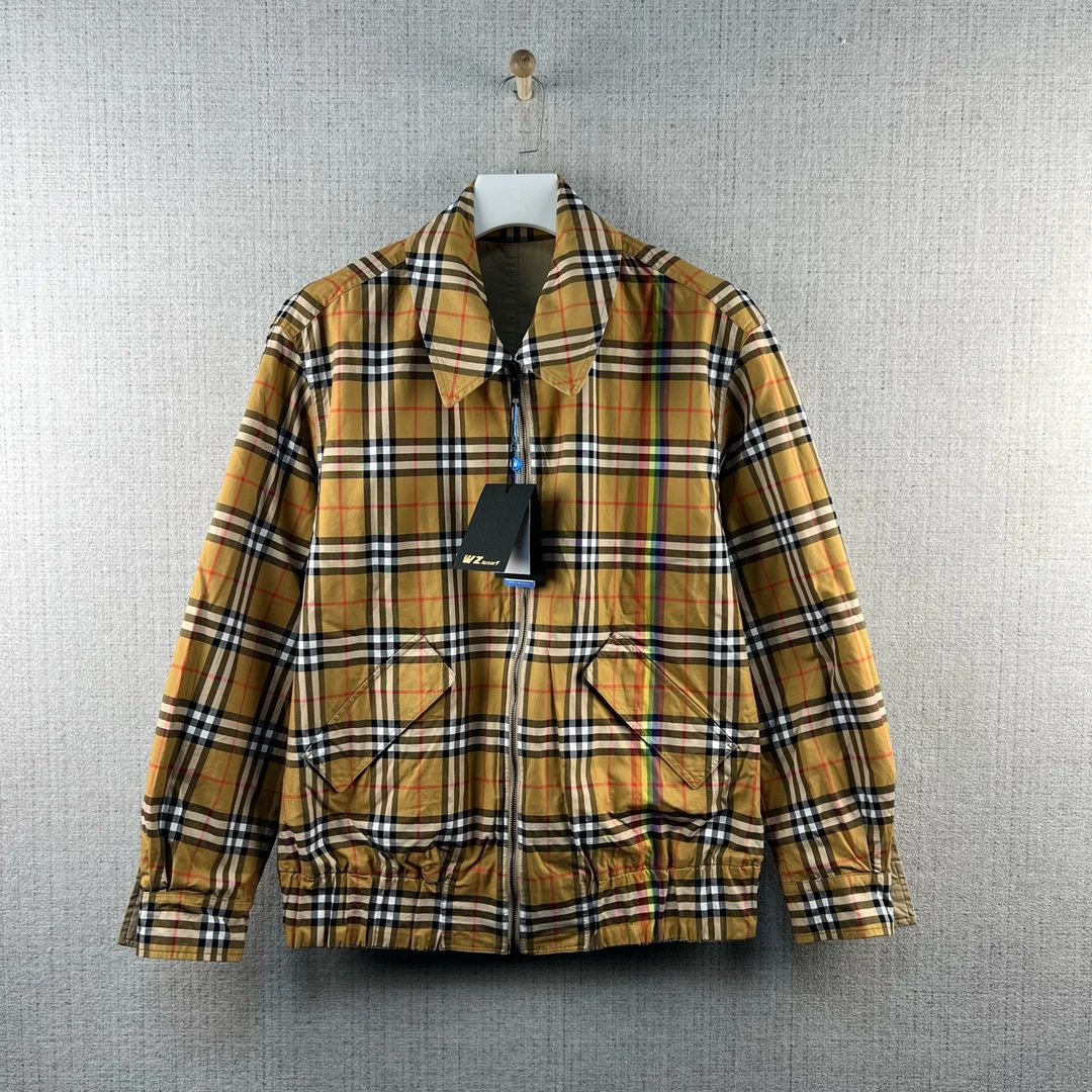 99新 BURBERRY/博柏利 格纹双面翻领夹克外套/尺码XL/编号9140
