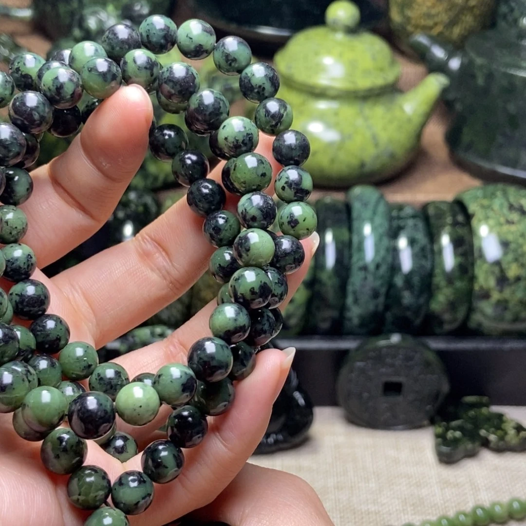 蛇纹石玉未镶嵌药王石项链卡8