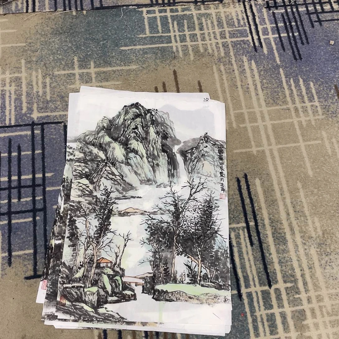 国画张****8四尺三开作品8打包家11111