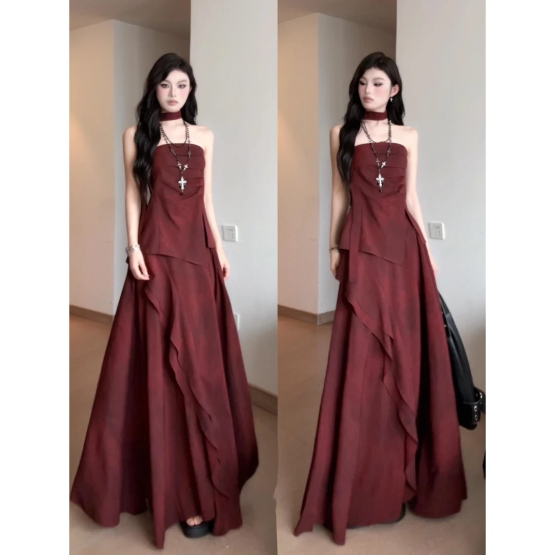 MARIE.COCO美式辣妹不规则抹胸背心女夏季新款高腰垂感显瘦半身裙