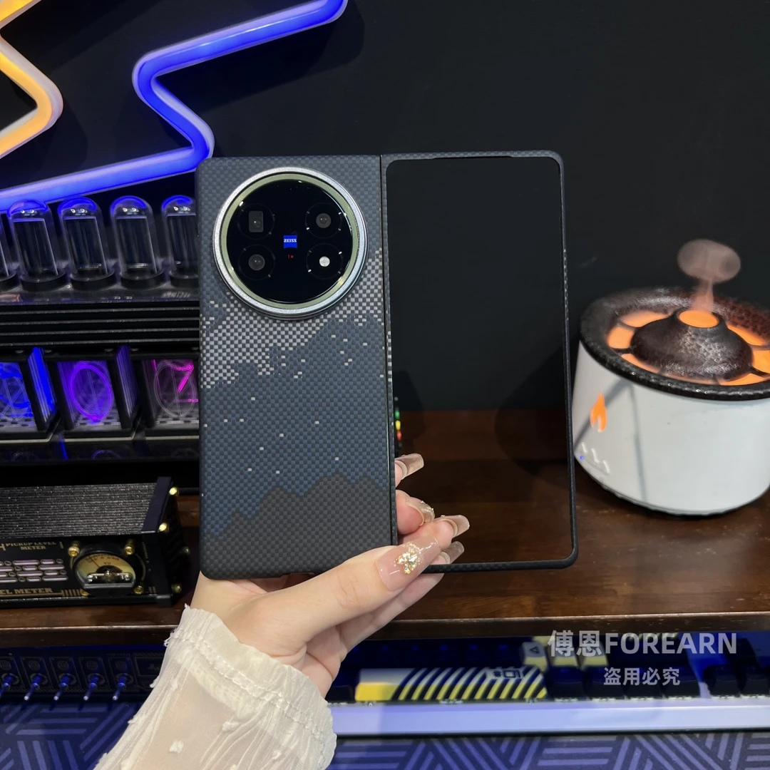适用于真凯夫拉vivoxfold5手机壳xfold5折叠屏碳纤维保护套磁吸