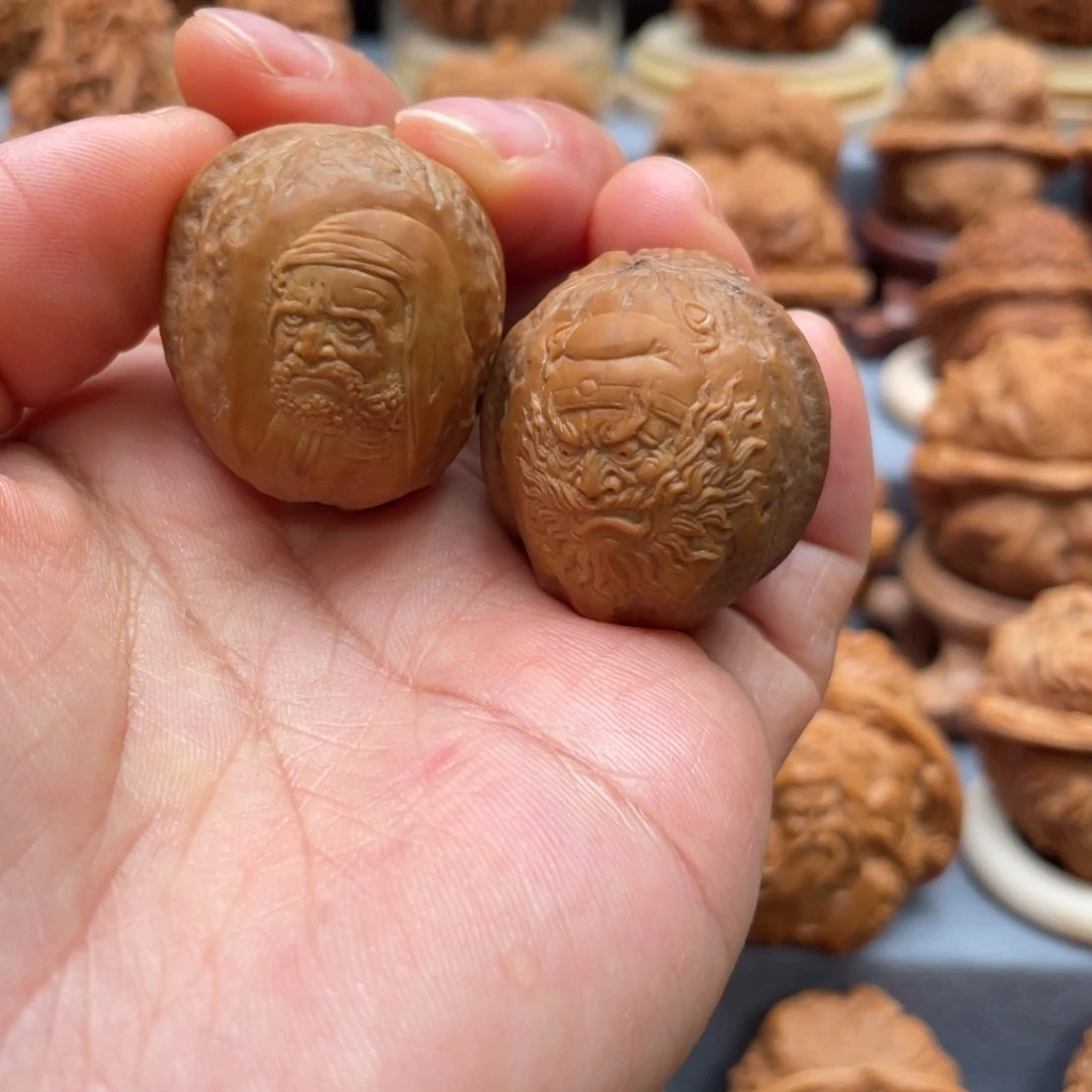 手串/手链核桃小手捻佛道双修野生木鱼元宝雕刻