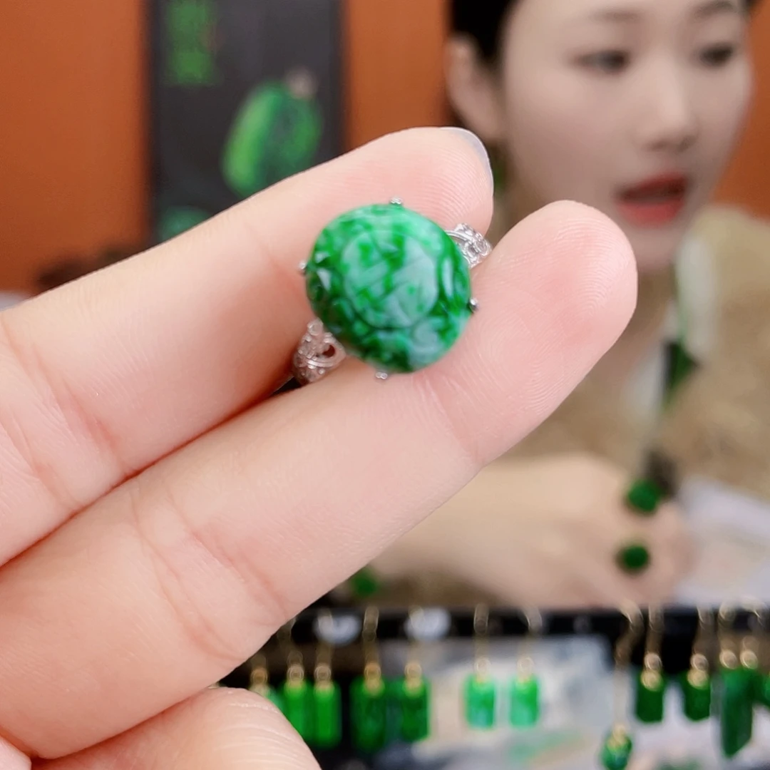 翡翠银S925镶嵌耳饰