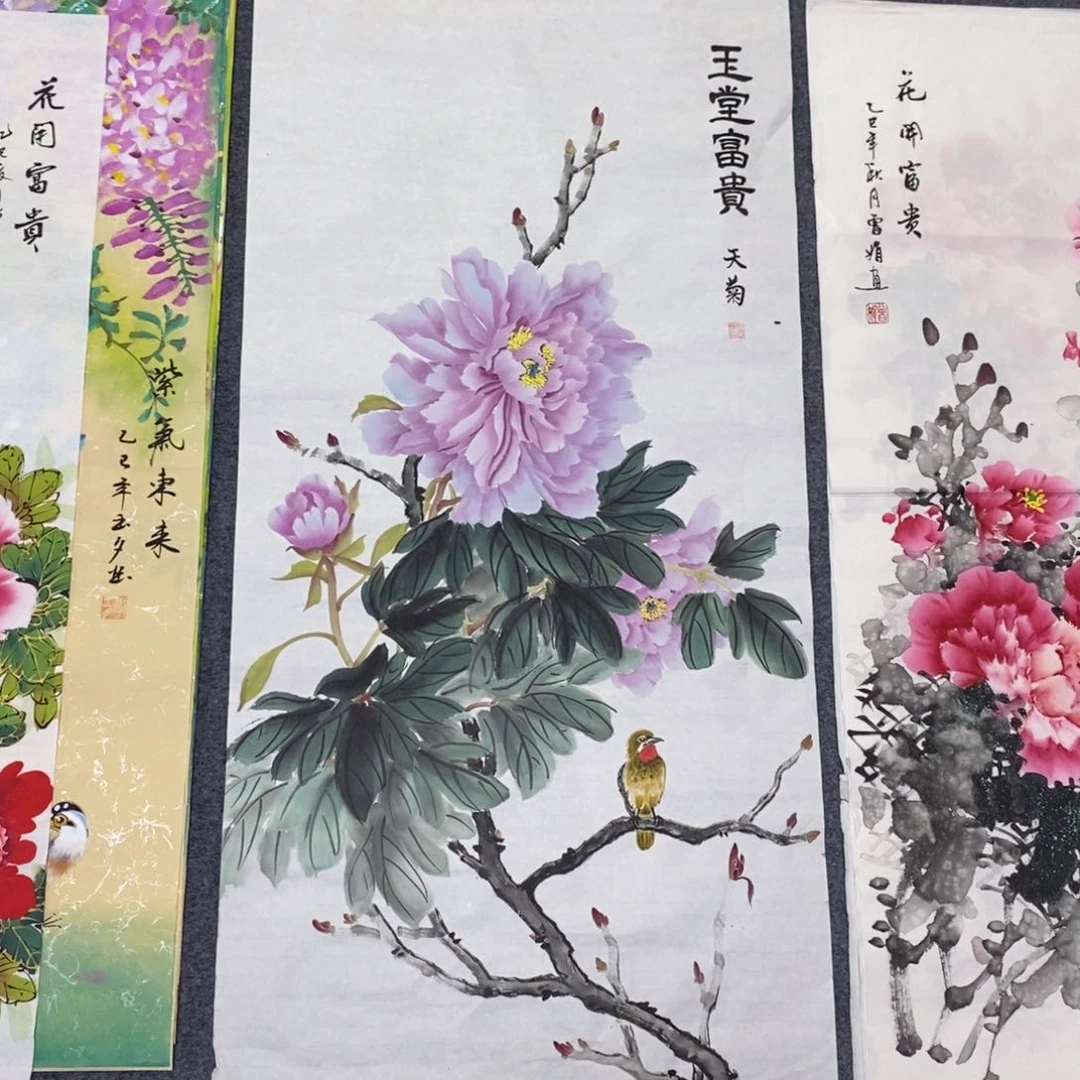 国画尺寸100✖️50三尺精品小写意牡丹