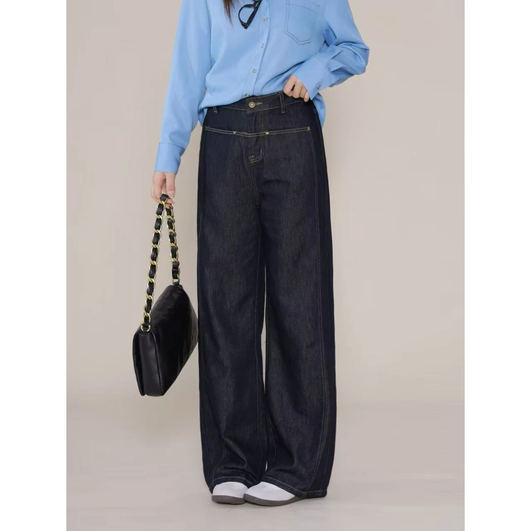 现货大婉酱千千微胖定制【丹宁裤王】复古水洗牛仔裤秋直筒裤 0070X