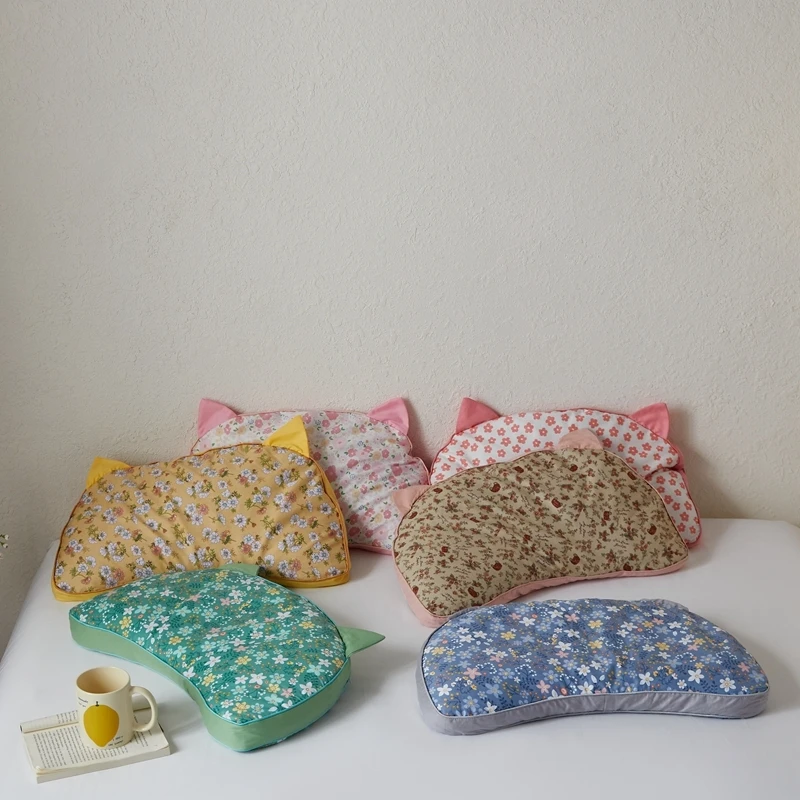 新款小碎花韩式猫耳朵荞麦枕猫耳纯荞麦枕头荞麦枕芯