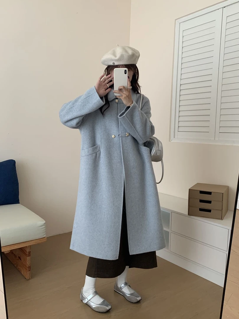 真羊毛秋冬长款毛呢大衣