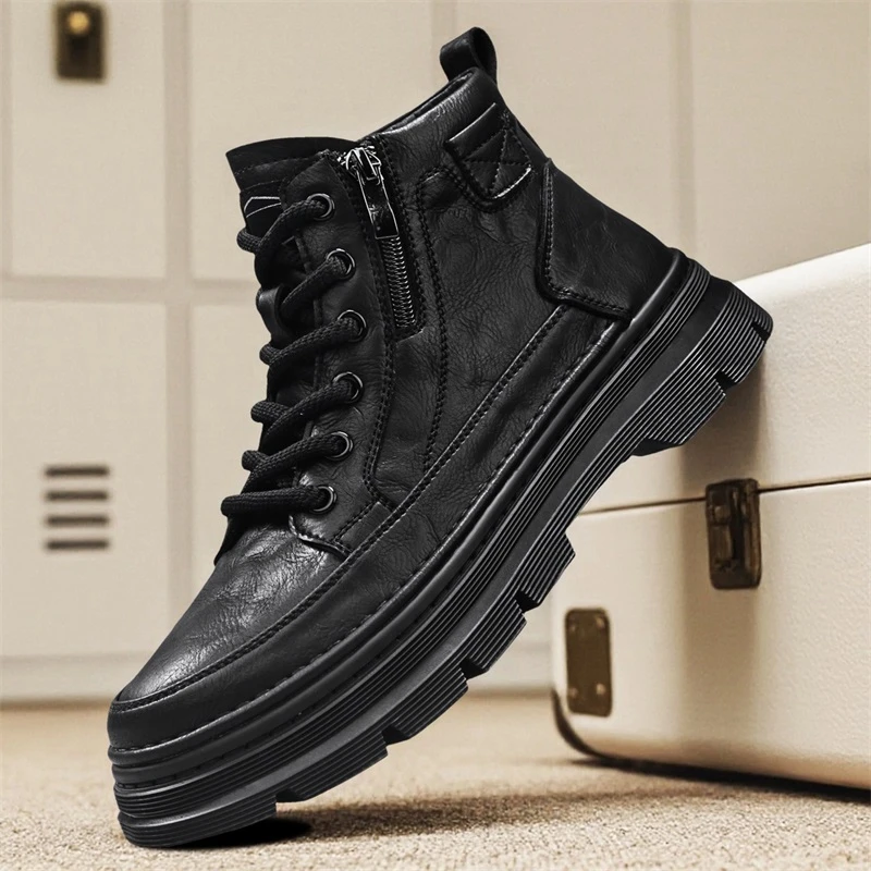 马丁靴男款爆款2025新款正品时尚黑色真皮潮流潮鞋厚底加绒英伦风