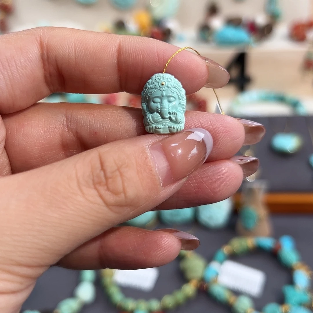 绿松石未镶嵌把件象神配饰