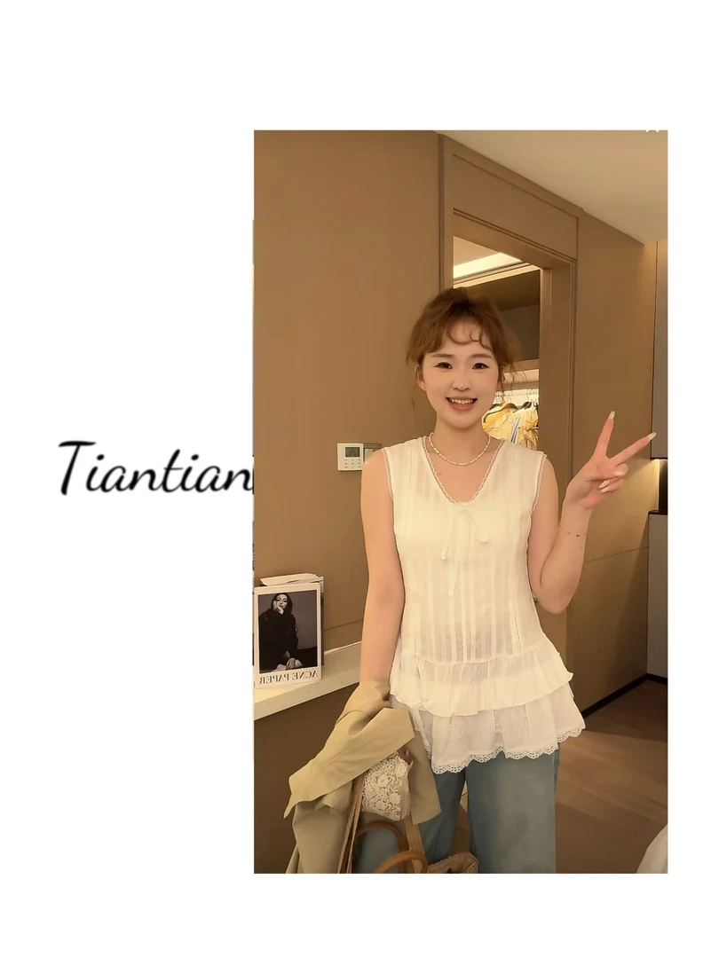 【甜甜】蕾丝拼接~春季内搭上衣9106