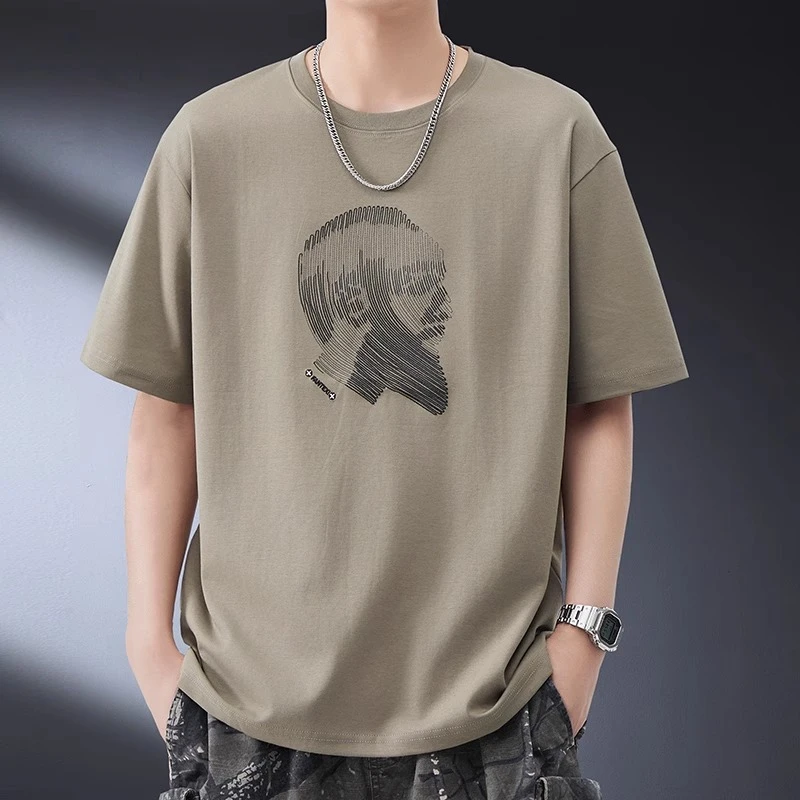 Cebrodz男士短袖t恤新款潮牌设计感半袖体恤夏圆领宽松痞帅打底衫