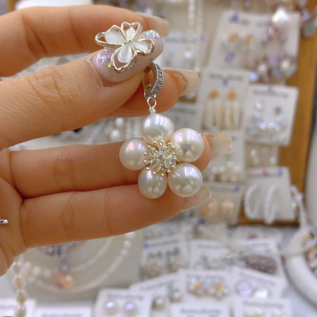 淡水珍珠耳饰银S925镶嵌