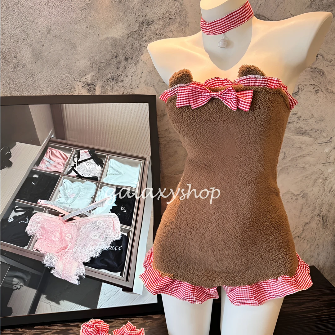 晚安闪闪~泰迪妹妹*软乎乎泰迪绒氛围感抹胸居家服套装