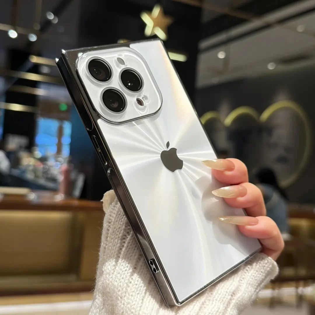 高级感方形极光适用苹果16promax手机壳简约iPhone15全包14创意13