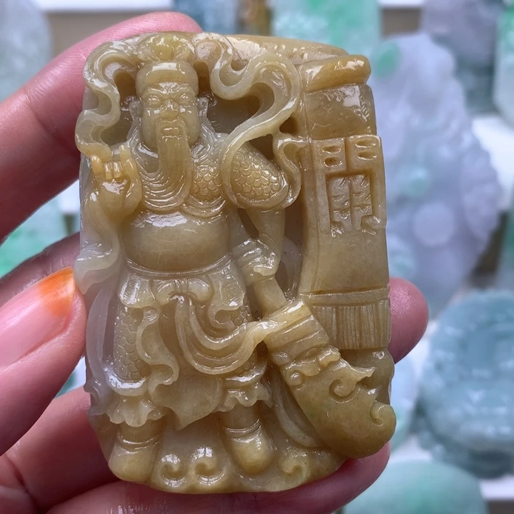 定制翡翠未镶嵌挂件关公挂件