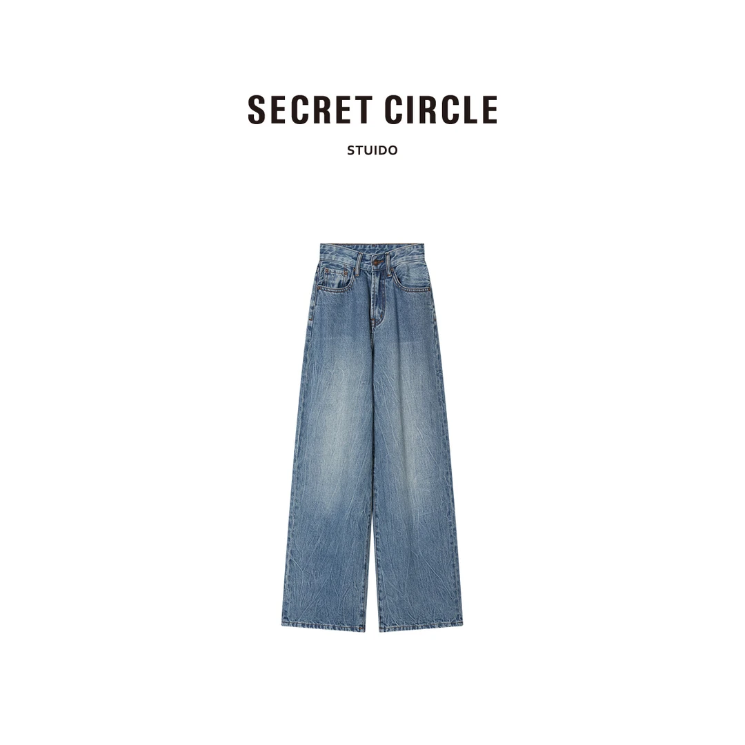 SECRET CIRCLE·秘社 经典款通勤宽松直筒牛仔裤做旧 18618