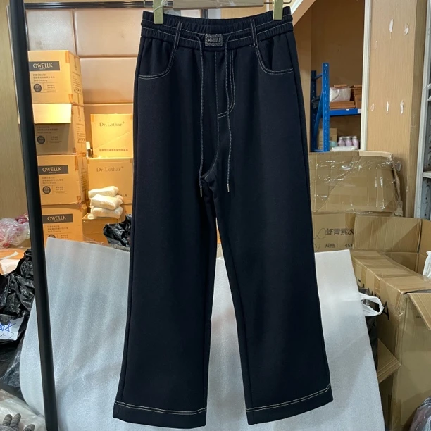 5859冬季女装新品针织牛仔直筒裤