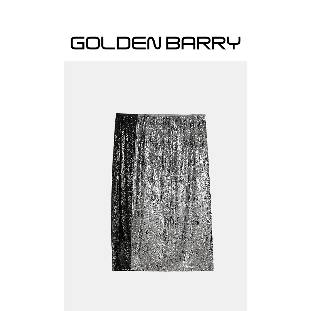 GOLDENBARRY|310136美人鱼珠片装饰直筒半裙【微瑕1】