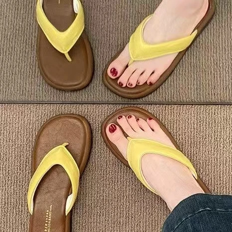 罗马风格拼色女鞋子纯色网红人字拖简约软底镂空休闲舒适百搭夏季