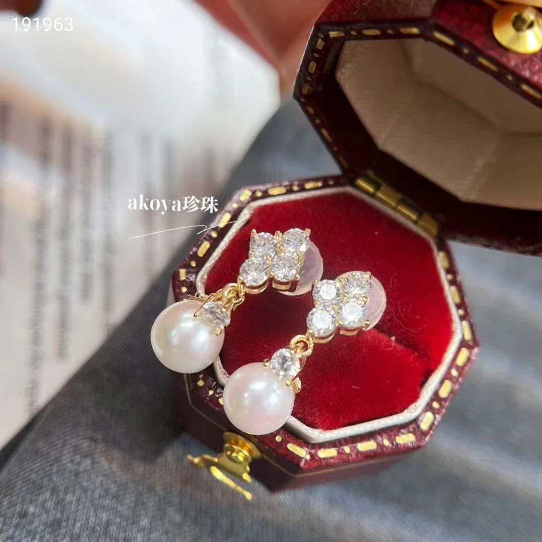 海水akoya珍珠银饰耳钉气质轻奢时尚百搭复古简约