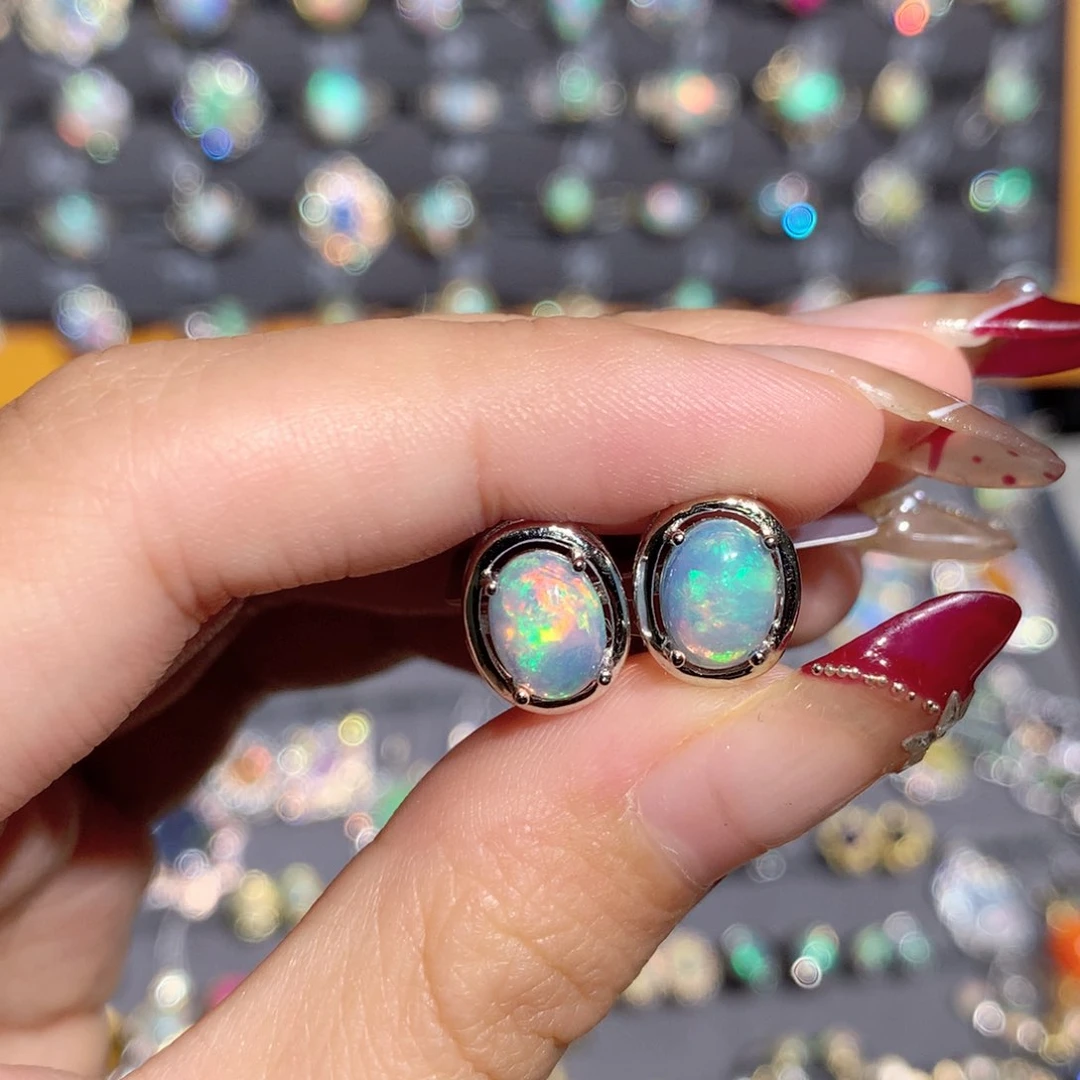 欧泊银S925镶嵌欧泊耳饰y