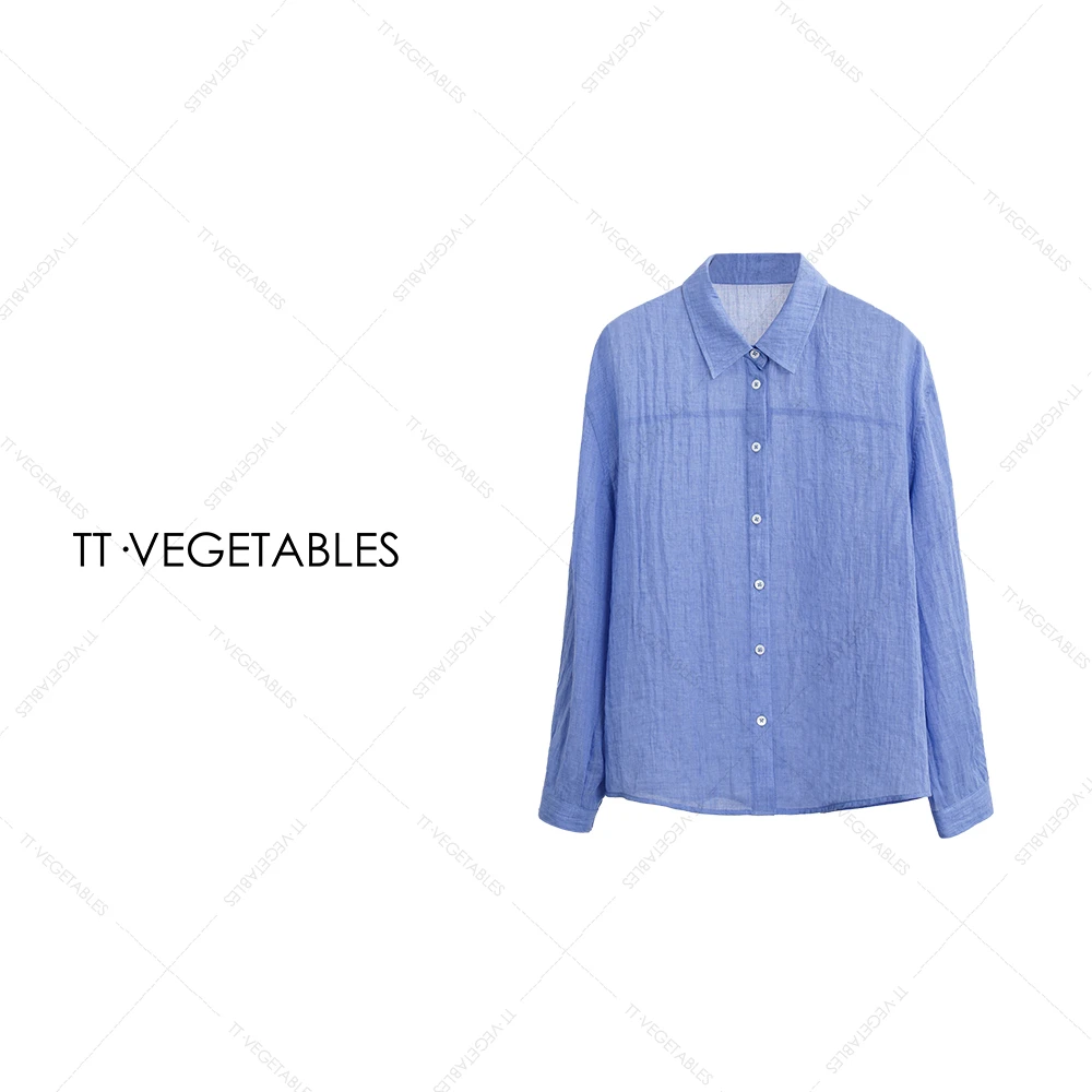 噢芬/小个子 【蓝调】简约通勤长袖衬衣法式衬衫薄款521077