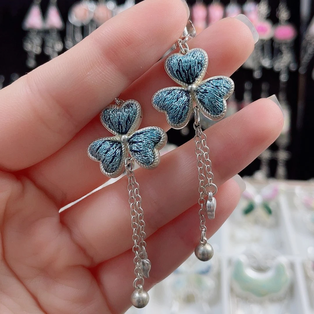 织绣非遗刺绣耳环