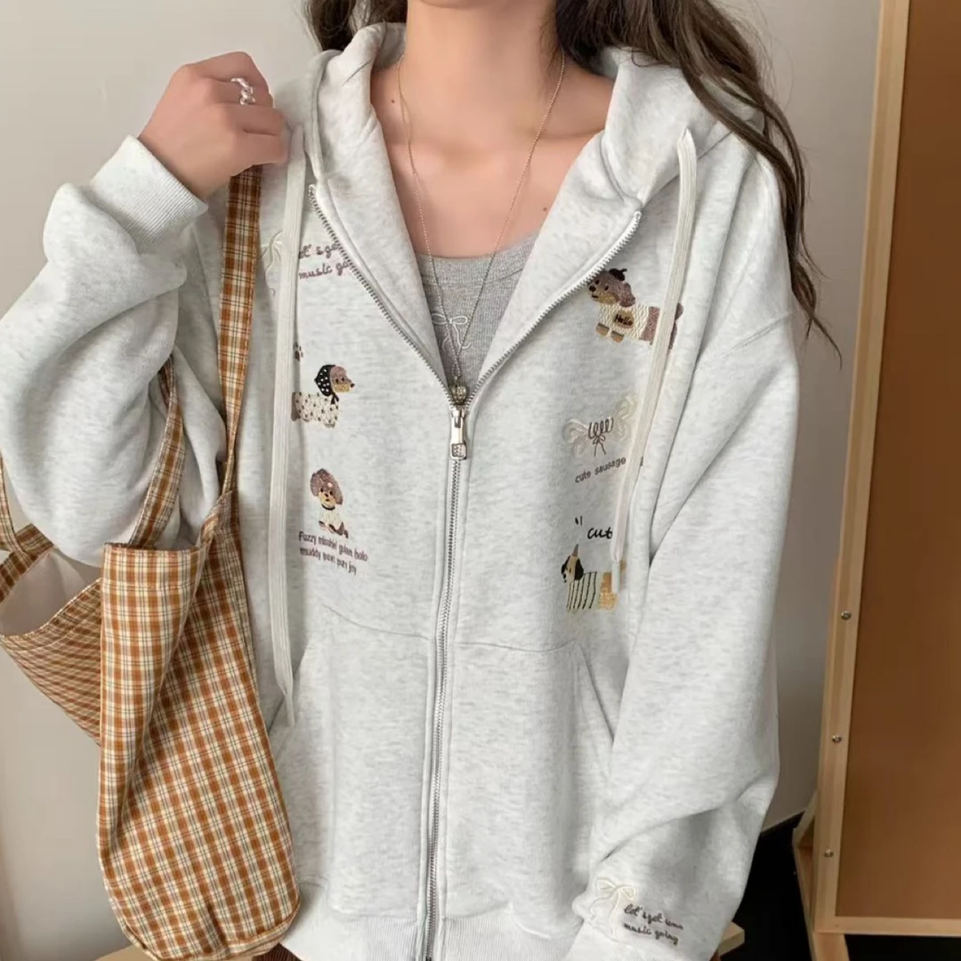 东大门韩版宽松休闲百搭秋款卫衣外套连帽时尚