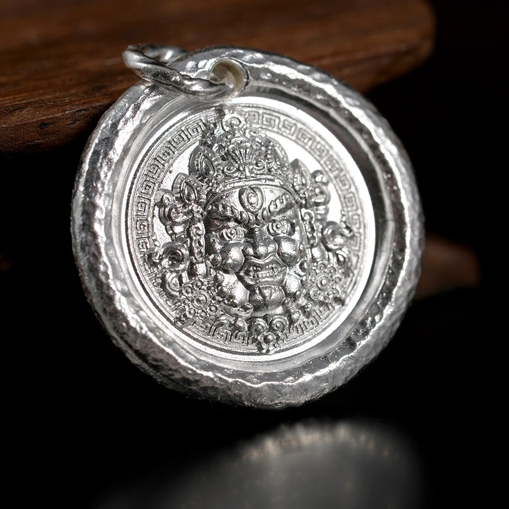 足银银制品 【松岗遇丽珠宝】纯手工黄财神扎基拉姆太角链吊坠项链