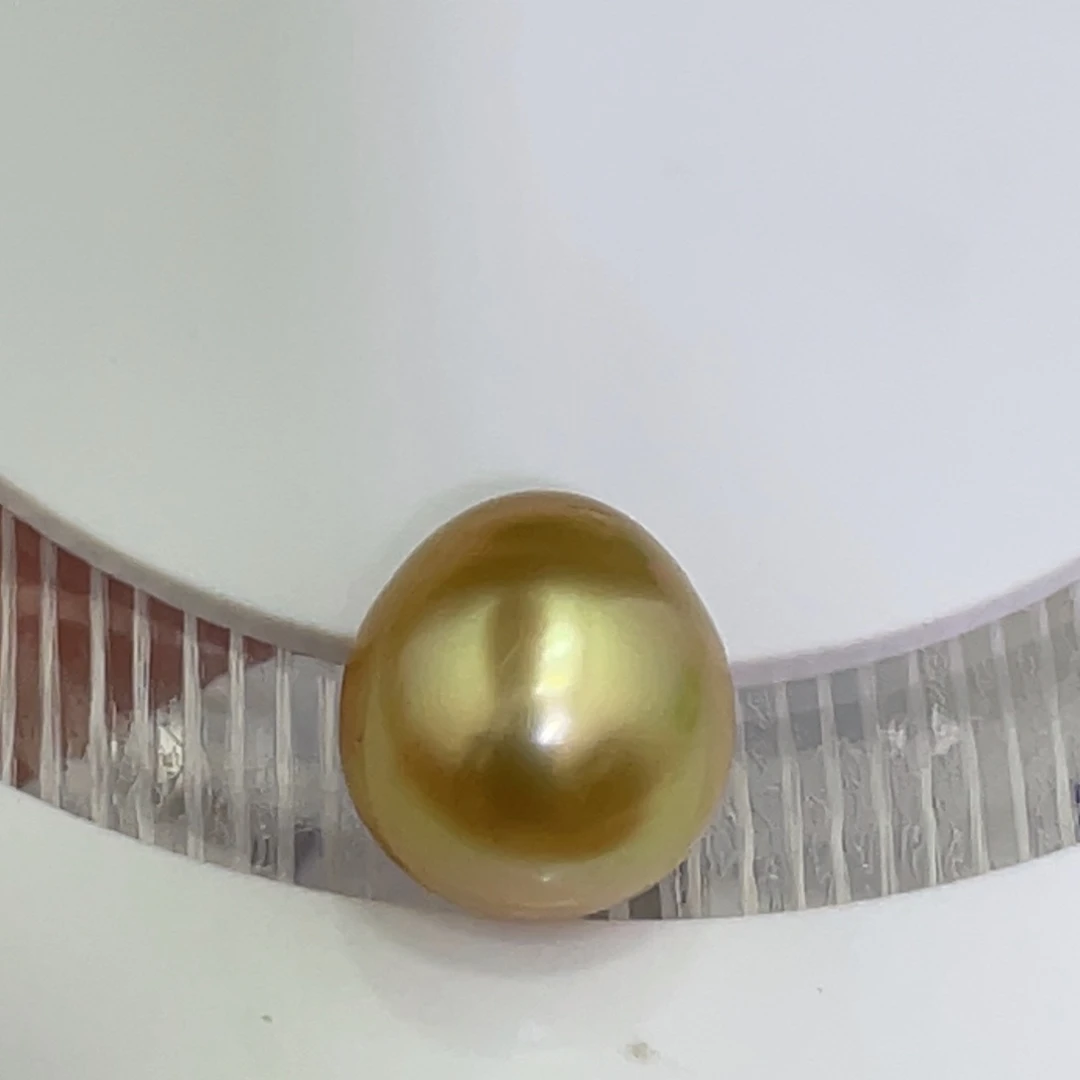 海水珍珠裸珠13.8mm浓茶金巴
