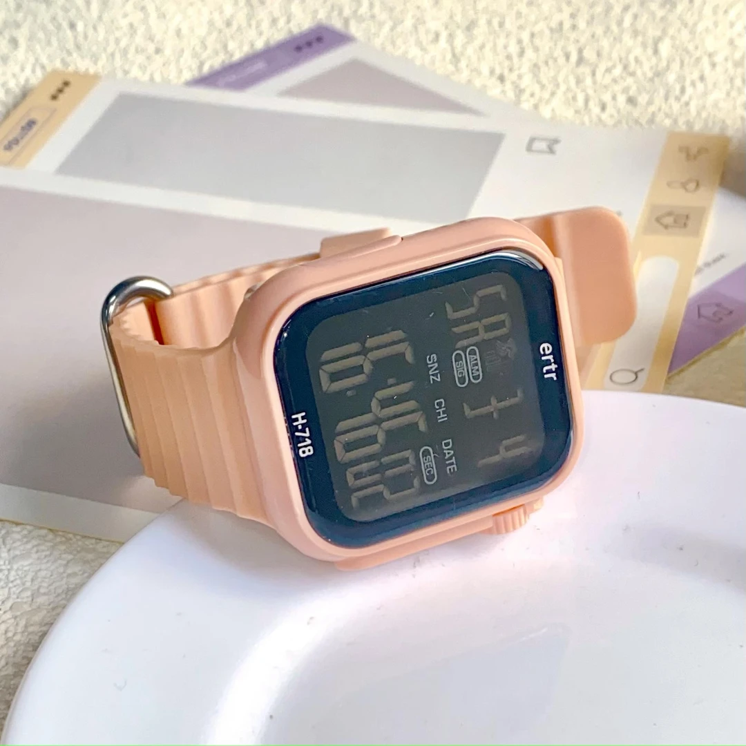 女生简约方形防水电子手表只看时间表学院风ins风初高中学生手表