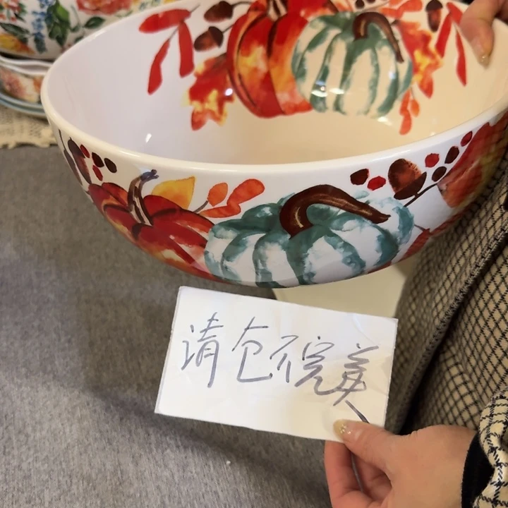 瓷清仓12英寸水墨南瓜特大盆1只
