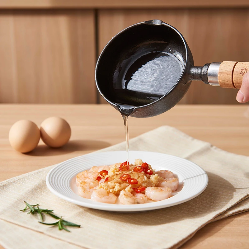 加深热油锅泼油专用铸铁煎蛋小锅家用早餐锅家用鸡蛋炒锅平底煎锅